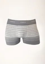 Boxer de microfibra color naranja con rayas horizontales blancas y cintura elástica con la marca "PRILI" repetida.