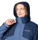 Campera Columbia 3 en 1 color azul marino, con capa exterior impermeable y transpirable, tecnología termorreflectante Omni-Heat™ y forro polar interior. Capucha desmontable y ajustable, puños y dobladillo ajustables, bolsillos con cremallera y protector de barbilla.