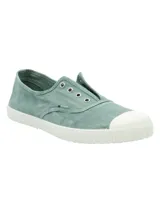 Zapatillas Natural World modelo Greece, color verde agua, sin cordones, fabricadas en España con algodón orgánico y suela de goma.