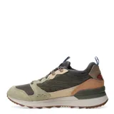 Championes deportivos de hombre, en verde oliva y multicolor, con cordones y diseño robusto.