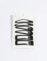 Set de 6 hebillas tic tac negras con distintas formas.