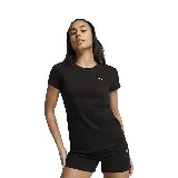 Remera Puma ESS Elevated Tee de dama, color negro, de corte clásico y manga corta. Presenta logo de la marca en el pecho.