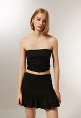 Top strapless negro con lurex y frunces.