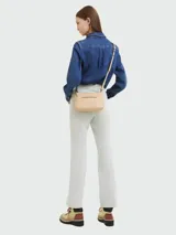 Bandolera Longchamp modelo 3D XS, color celeste.