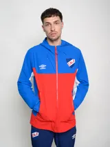 Campera blanca oficial de la selección nacional, con cierre frontal y capucha, confeccionada en material ligero.
