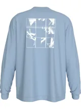 Remera celeste de manga larga Calvin Klein Jeans, con cuello redondo y logo estampado en el pecho.