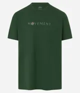 Remera verde de algodón con cuello redondo y mangas cortas. Estampa frontal con la palabra "MOVEMENT" y una brújula.