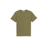 Remera verde militar de manga corta con bolsillo en el pecho con detalle de guarda pampa.