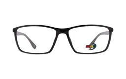 Armazón para lentes de receta MDQ modelo T31, color negro mate, de forma rectangular con bordes redondeados.