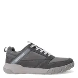 Championes urbanos Caterpillar Hex Ready Low Mesh, color gris, con capellada de gamuza y malla, cordones y suela de goma con diseño geométrico.