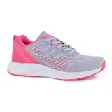 Championes deportivos American Sport Fluke, color gris con detalles en rosa y suela blanca.