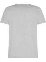 Remera gris de algodón con cuello redondo y mangas cortas. Presenta el logo de Tommy Hilfiger bordado en el pecho.