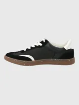 Zapatillas deportivas de mujer marca Dalila II, color rosa con detalles en beige y suela marrón.