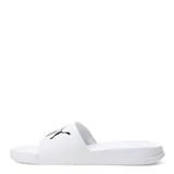 Sandalias Puma Popcat 20 para hombre, color blanco con logo Puma en negro en la tira superior.
