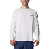 Remera gris de manga larga Columbia Terminal Tackle con logo en el pecho y estampado en la manga.