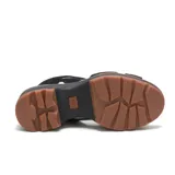 Sandalia negra de gamuza con plataforma y taco ancho.