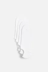 Pack de cuatro pares de calcetines pinky tobilleros blancos tejidos con mezcla de algodón.