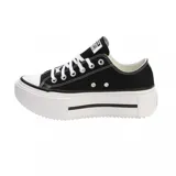 Zapatillas Converse Chuck Taylor All Star Lift Double Stack, color negro con plataforma blanca y cordones blancos.