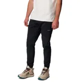 Pantalón de jogging negro con logo de Columbia en blanco en el muslo.