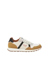 Championes Jack & Jones Arrow, color blanco hueso con detalles en marrón, gris y negro. Confeccionados en poliéster y poliuretano, con forro de mesh de poliéster y suela de caucho termoplástico.