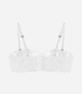 Soutien de encaje rústico floral color rojo, con breteles desmontables y ajustables, con copa hueca y cierre en la espalda.