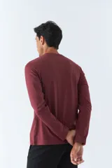 Remera gris de manga larga con cuello redondo y estampado frontal con la palabra 'Youthful' y el logo de Mistral.