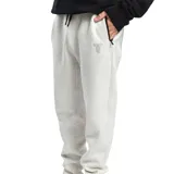 Pantalón de jogging gris melange, con cintura elástica ajustable con cordón, bolsillos laterales con cierre y logo estampado en la pierna izquierda.