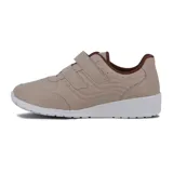 Championes Kolosh color beige con detalles en marrón, ajuste con doble velcro y suela blanca.