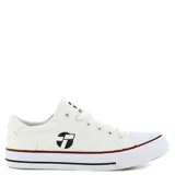 Championes Topper Wagon blancos de lona con detalles en rojo y negro.