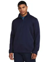 Buzo azul marino de Under Armour, modelo Storm Sweaterfleece, con cuello alto, cierre de cremallera hasta el pecho y logo bordado en el puño.