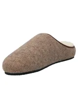 Pantufla cerrada azul marino de fieltro, con plantilla de corderito.