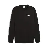 Buzo negro de cuello redondo, marca Puma, con logo pequeño estampado en blanco en el pecho.