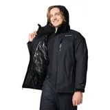 Campera de esquí Columbia Last Tracks Jacket para hombre, color negro, impermeable y transpirable con tecnología termorreflectante Omni-Heat™. Cuenta con capucha ajustable y extraíble, faldón para nieve ajustable, bolsillos con cremallera en el pecho y las manos, bolsillo para forfait, dobladillo ajustable con cordón y puños ajustables.