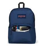 Mochila color navy, ultraligera con un gran compartimento principal, bolsillo lateral para botella y correas acolchadas.