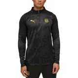 Buzo de entrenamiento Puma del Club Atlético Peñarol, color negro con diseño geométrico en el frente y detalles en amarillo. Cuenta con cierre corto en el cuello, logo de Puma y escudo del club en el pecho.