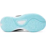 Championes de básquet Under Armour GS Lockdown 7 Patches, color negro con detalles en celeste y blanco. Presentan parches removibles con motivos de básquet y el logo de Under Armour.