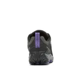 Championes de trekking Merrell Crosslander 3 para mujer, color negro con detalles en gris y violeta. Capellada de cuero y textil con puntera reforzada, forro de malla transpirable, plantilla Kinetic Fit BASE removible, entresuela de EVA y suela de goma con tecnología Merrell Air Cushion.