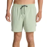 Short de baño verde claro con cintura elástica ajustable con cordón gris.