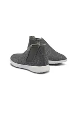 Botín Chelsea de lana merino color gris claro con suela blanca de EVA.