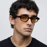 Gafas de sol unisex con montura fina y angular color carey, lentes ovaladas amarillas, protección UV400 y lentes polarizadas alemanas con recubrimiento Antiscratch y Superhydrophobic.
