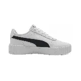 Championes Puma Carina 3.0 de cuero blanco con detalles en negro y suela de plataforma.