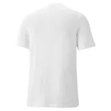 Remera blanca de algodón con cuello redondo y mangas cortas. Estampado en el pecho con el logo de Puma sobre una ola en tonos celeste y verde.