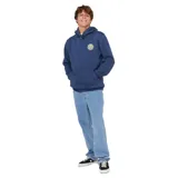 Canguro azul con capucha, bolsillo tipo canguro y logo de Rip Curl estampado en el pecho.