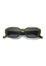 Gafas de sol Eco Shades modelo Moretti, con montura octogonal color verde oliva y lentes grises.