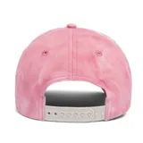 Gorro tipo baseball CAT color rosa con efecto tie dye y logo bordado en blanco.