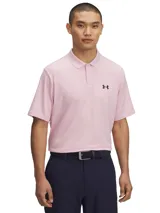 Remera polo Under Armour Matchplay para hombre, color gris jaspeado con logo negro en el pecho.