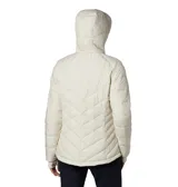 Campera puffer color salmón con capucha, cierre frontal y bolsillos laterales con cierre. Cuenta con tecnología termorreflectante Omni-Heat™ y puños con orificios para los pulgares.