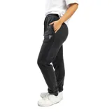 Pantalón de jogging negro con efecto lavado, corte ajustado y cintura con cordón ajustable.