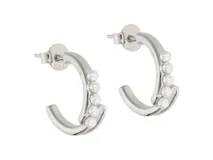 Aros de plata 925 tipo argolla con perlas.