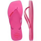 Ojotas Havaianas Slim Square Logo Pop color fucsia, con logo en las tiras.
